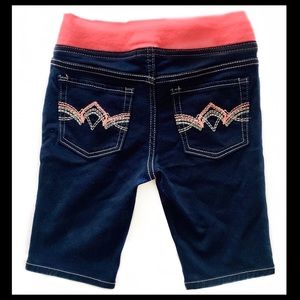 Girls denim elastic waist long denim shorts